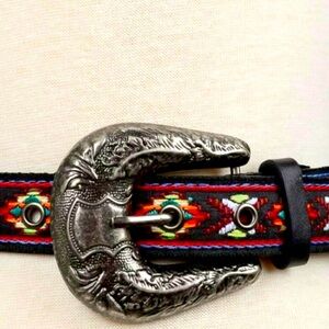 Embroidered Vegan Leather Belt NWT